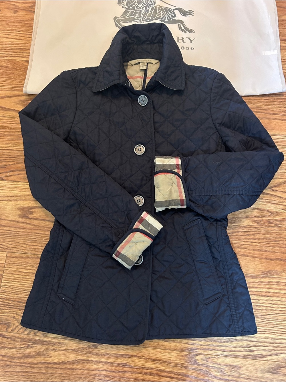 Burberry Navy Raincoat with Signature Check Lining - Picture 6 of 6